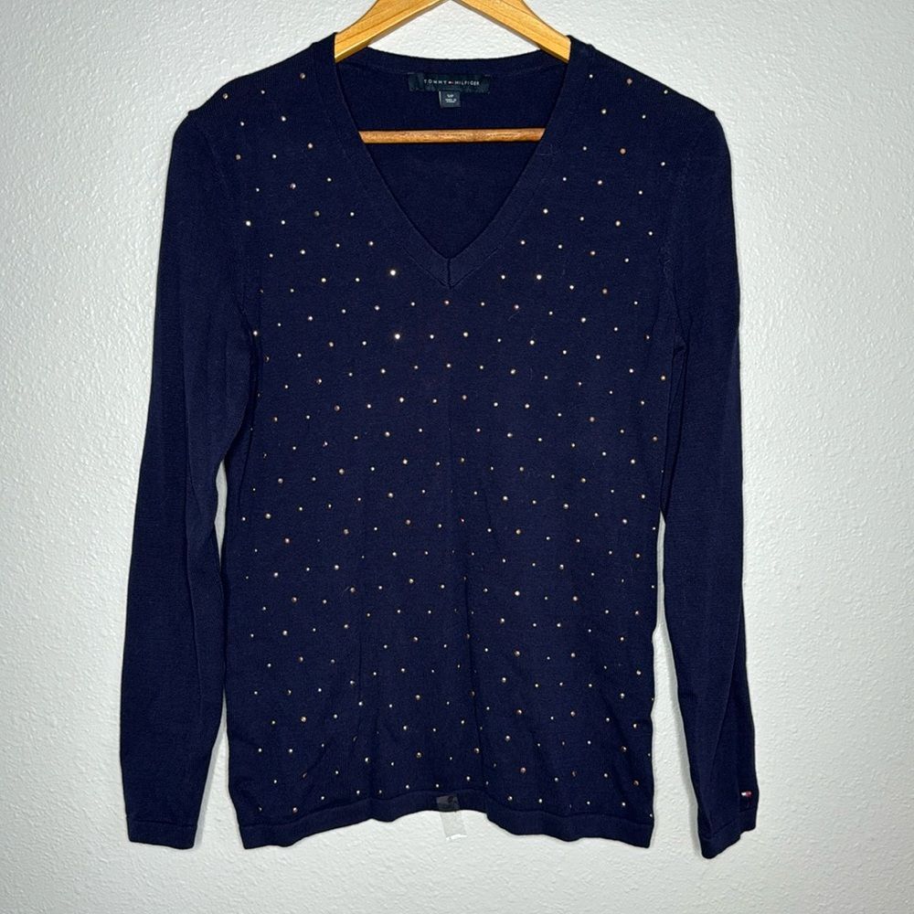 S Petite Tommy Hilfiger Studded knit top, knit sweater